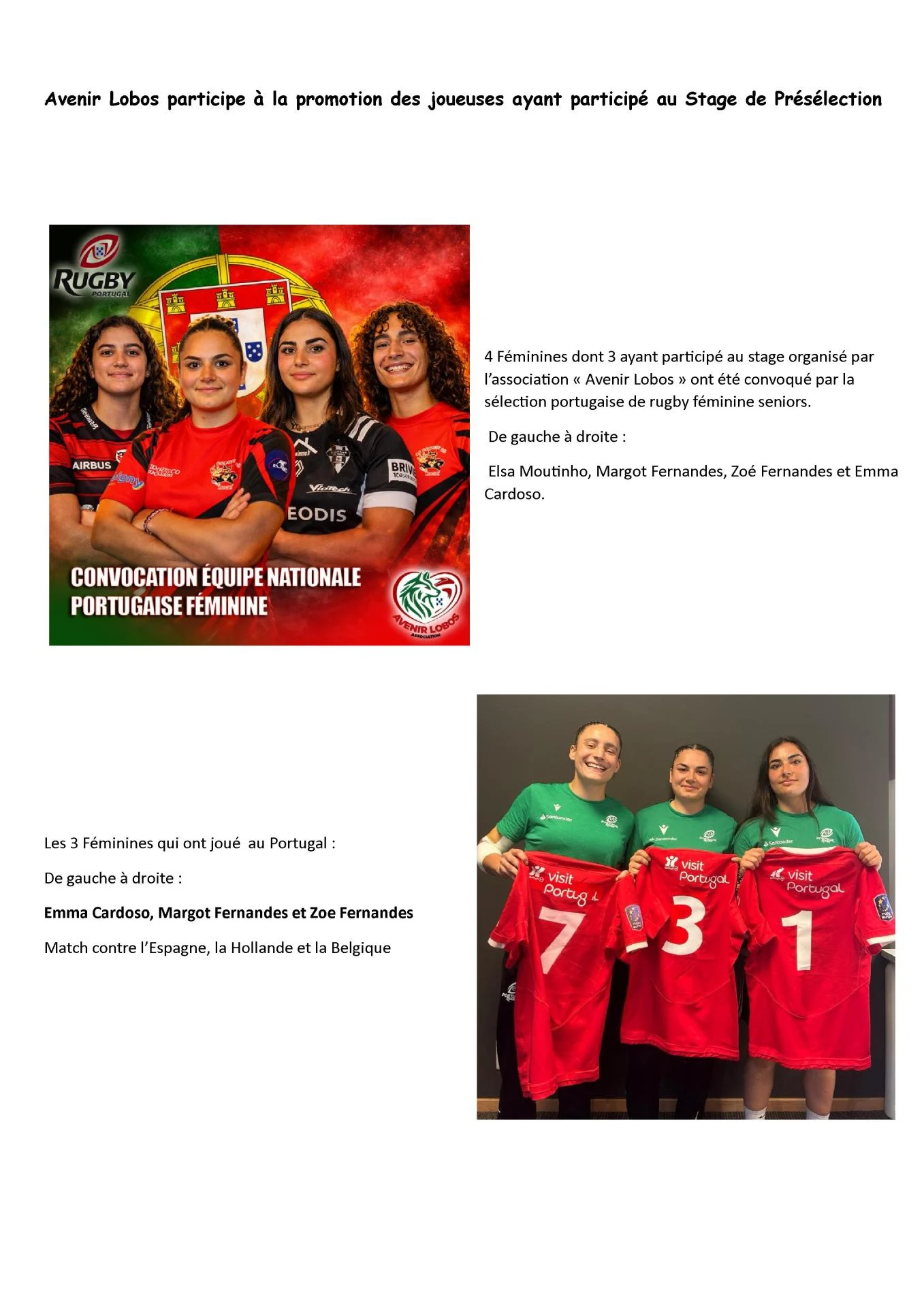 Elles ont joué avec la sélection Portugaise