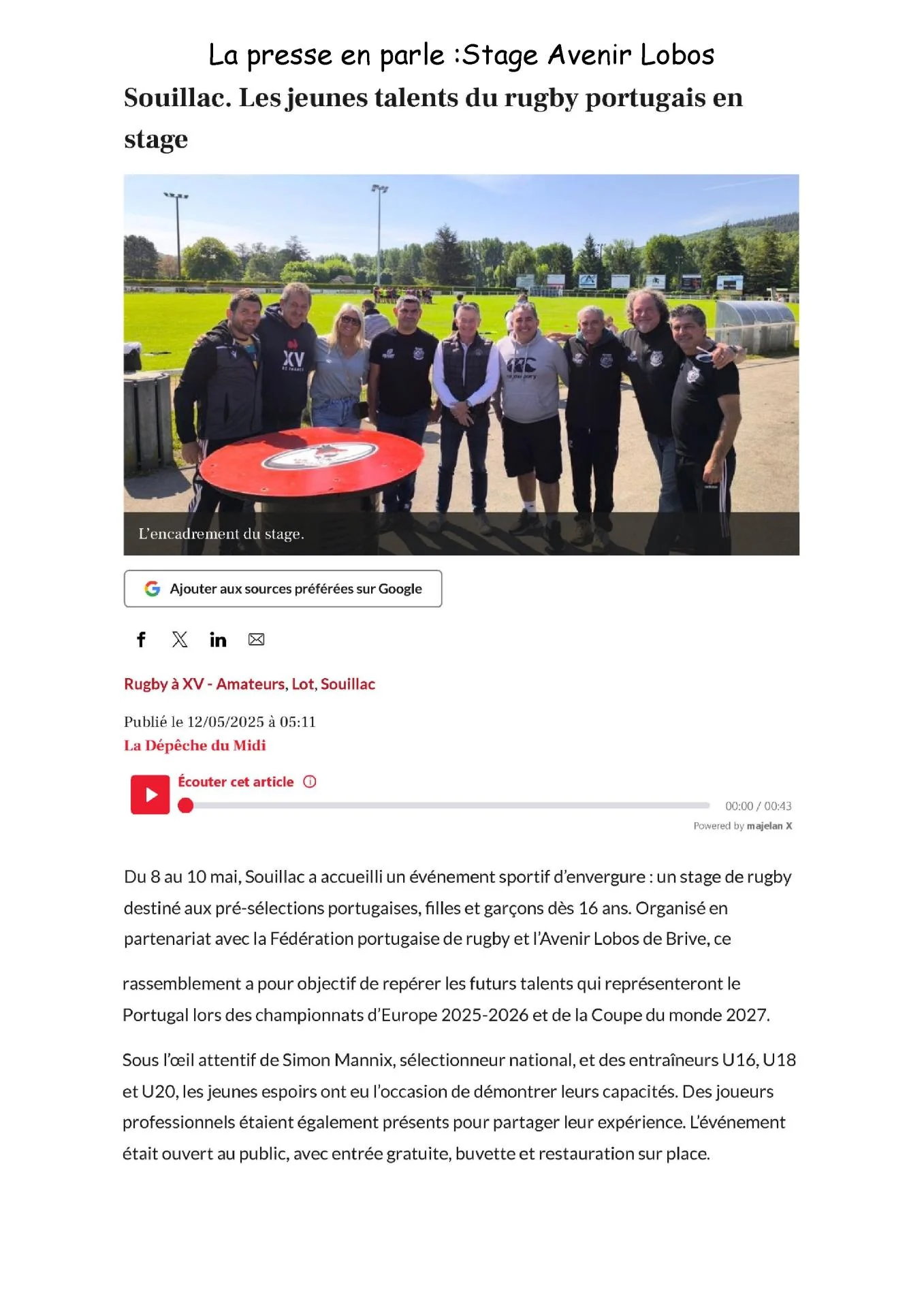 La presse en parle stage 2026